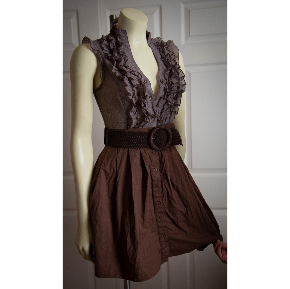 Papaya Brown Ruffle Dress